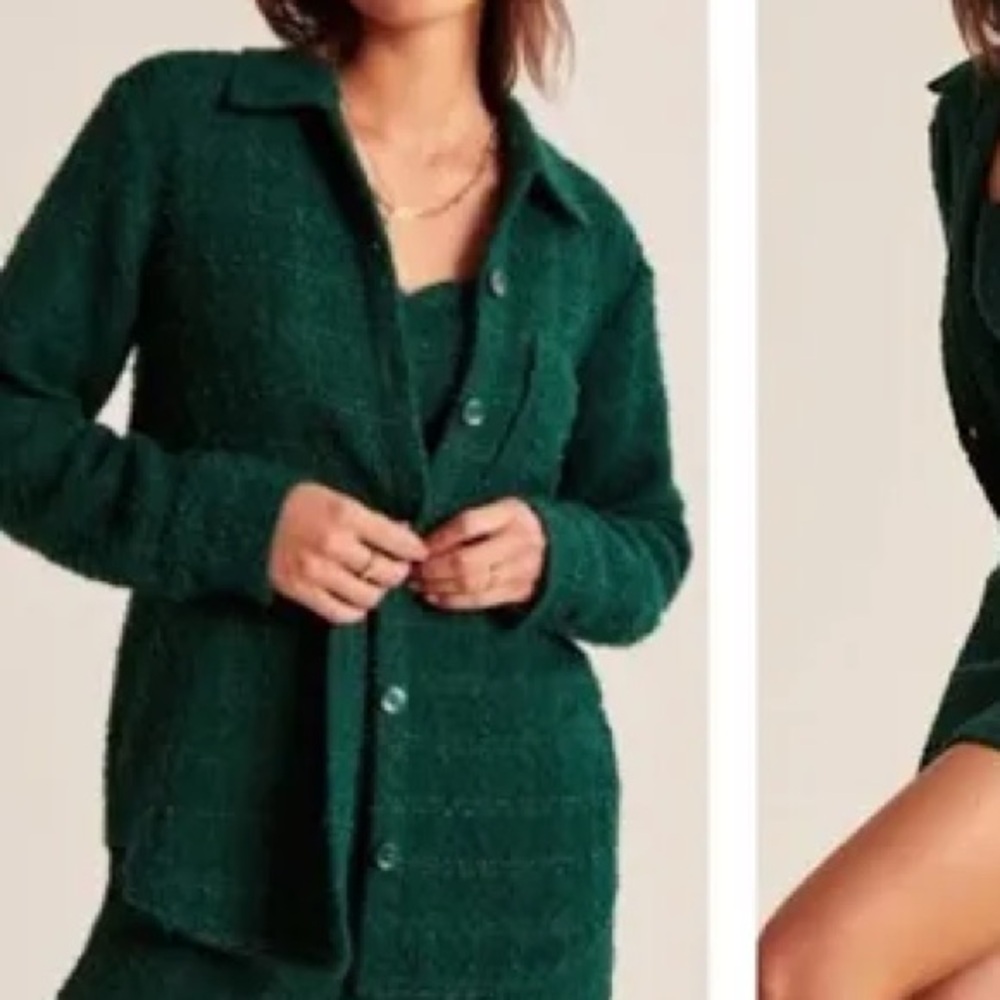 Oversized Abercrombie Women's Green Textured Shacket